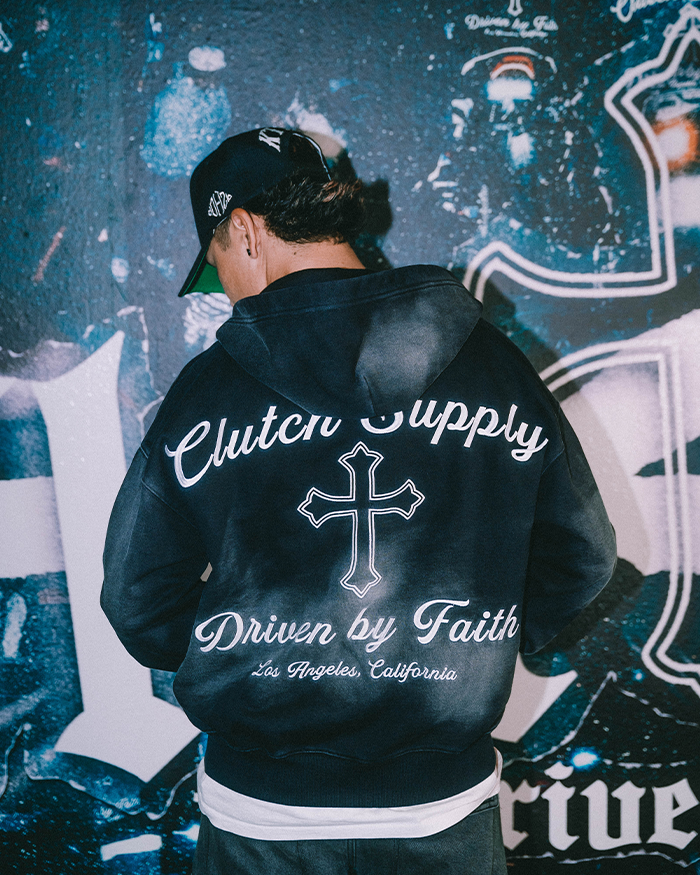 Clutch "Washed" Script Zip Up